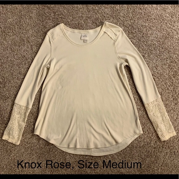 Cream Color Know Rose top with Crochet cuffs - Picture 1 of 2